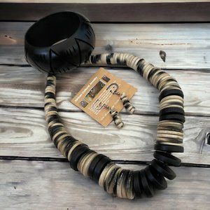 Heishi Graduated Coconut Disc African Trade Bead Necklace A251